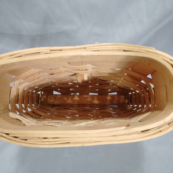 Split Wood Woven Basket wPainted Apples, Longaberger Style Small Hanging Basket - Picture 7 of 10